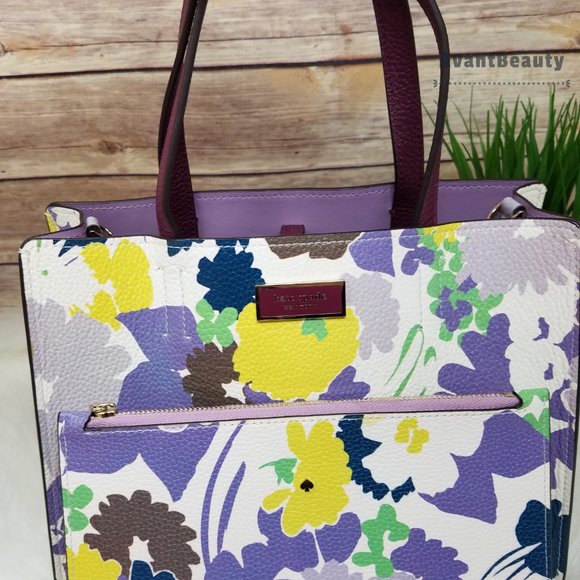 Kate spade sam swing flora medium satchel purple - Picture 14 of 15